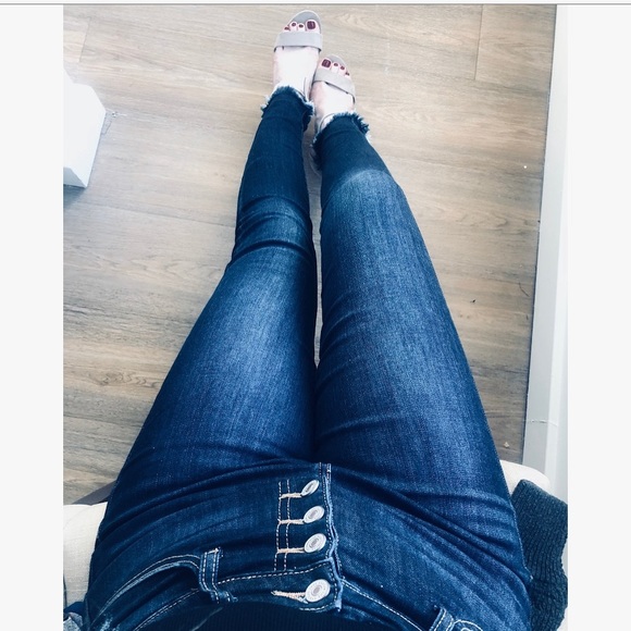 Sara Dark Wash High Rise Skinny Jeans - Picture 1 of 8